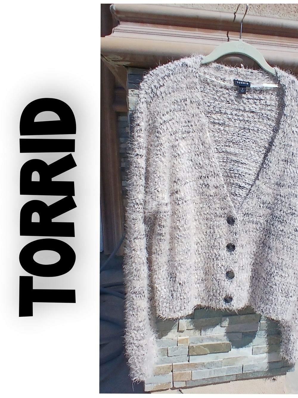 torrid cream fuzzy V‑Neck Button Cardigan